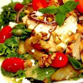 Chicken with Pear, Walnuts and Cheese